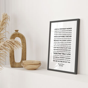 Personalised 'Love Is A Temporary Madness' Print, 3 of 10