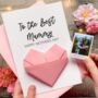Personalised Mother's Day Card For Best Mummy, Mum, Grandma Origami Heart Keepsake Gift, thumbnail 2 of 8