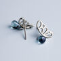 Sterling Silver Blue Crystal Butterfly Wing Stud Earrings, thumbnail 4 of 7