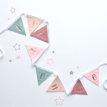 Personalised Pink And Sage Name Bunting, 2 of 8