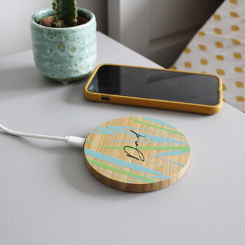 Personalised Bamboo Wireless Phone Charger For Dad, 5 of 12