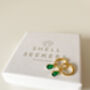 Gold And Green Teardrop Hinged Huggie Earrings, thumbnail 3 of 9