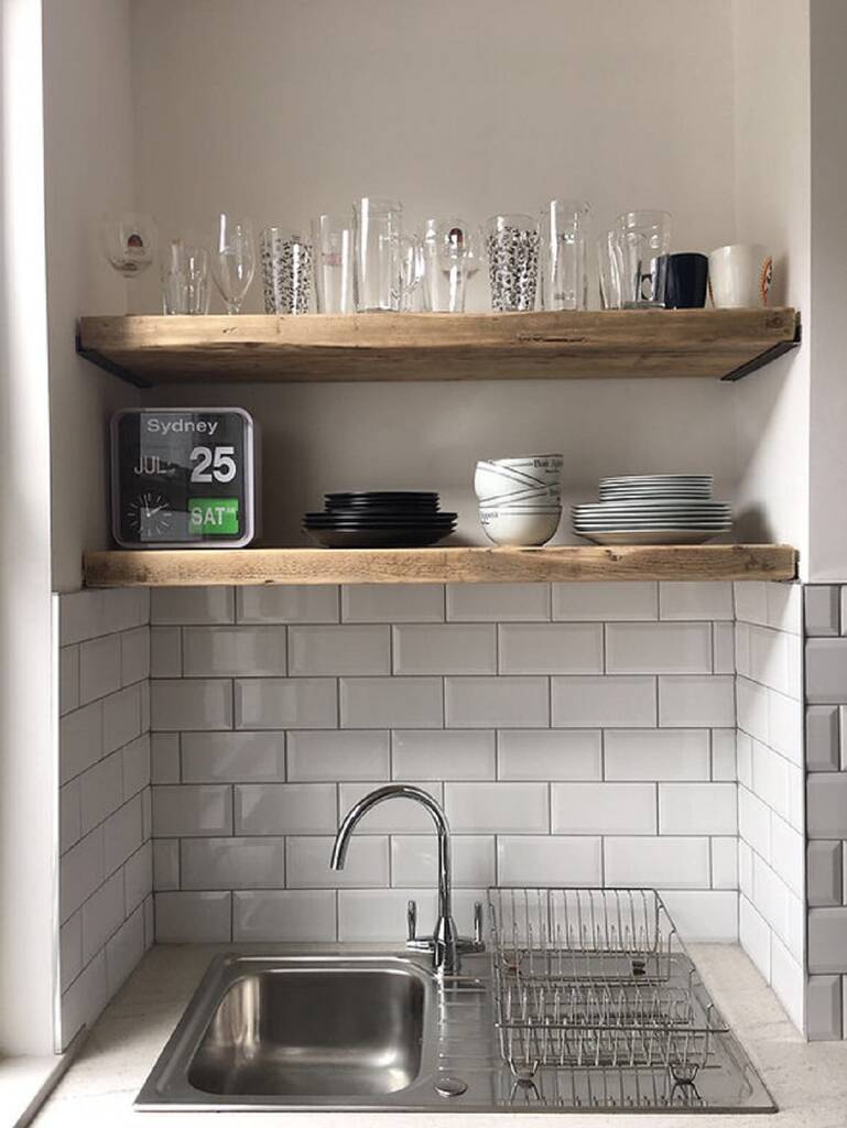 Reclaimed Industrial Floating Shelf With Brackets 577, 1 of 8