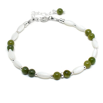 Jade Bracelet With Mother Of Pearl, Sterling Silver Or 14ct Gold Fill, 4 of 4