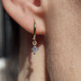 Blue Topaz December Birthstone Delicate Dangle Hoops, thumbnail 1 of 4