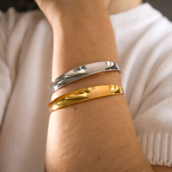 Gold Or Silver Tone Stainless Steel Cuff Bangle, 2 of 2