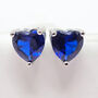 Sapphire Heart Sterling Silver Stud Gemstone Earrings, thumbnail 1 of 5