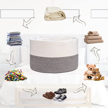 83 L Cream And Coffee Storage Woven Laundry Basket, 4 of 8