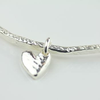Stunning Silver Hammered Heart Bangle, 4 of 7
