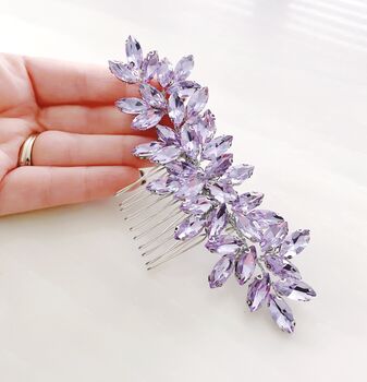 Enya Lilac Crystal Hair Comb, 2 of 9