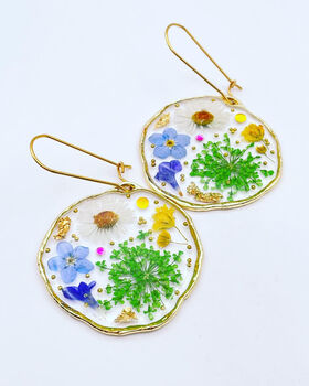 Medium Earrings With Real Flowers In Silver Or Gold, 3 of 12
