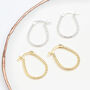18ct Gold Plated Or Silver Twisted Oval Hoop Earrings, thumbnail 1 of 6
