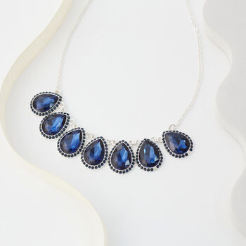 Blue Teardrop Crystal Pendant Necklace, 2 of 3