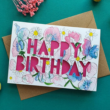 April Birth Flower Paper Cut Birthday Card, 2 of 4