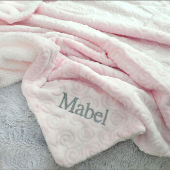 Personalised Pink Sherpa Baby Blanket With Swirls, 4 of 8