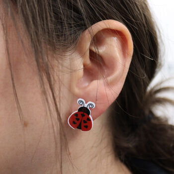 Ladybird Stud Acrylic Earrings, 5 of 7