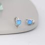 Blue Opal Heart Huggie Hoop Earrings Sterling Silver, thumbnail 1 of 12
