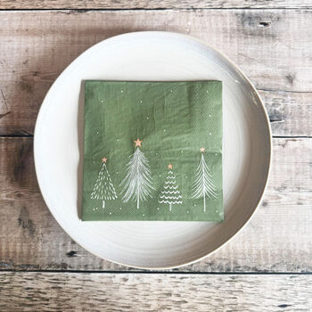 Festive Green Christmas Tree Paper Napkins Set Of 20, 5 of 6