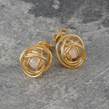 Cage June Birthstone Gold Plated Silver Stud Earrings, 5 of 10