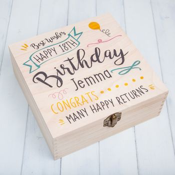 Personalised Wooden Birthday Memory Box, 3 of 6