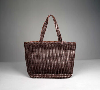 Hand Woven Genuine Leather Shopping Bag, 10 of 12