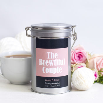 Personalised Couples Tea Gift In Tin, 3 of 6