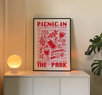 Picnic Print | Picnic In The Park | Kitchen Wall Art | Retro Mid Century Summer Poster, 6 of 7