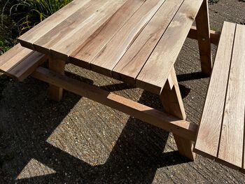 Outdoor Oak Garden Heavy Duty Picnic Table Pub Bench, 3 of 4