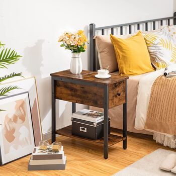 Narrow Side Table Bedside Table Flip Top End Table, 4 of 9