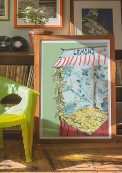 Lemon Market Stall Illustrated Art Print, 5 of 6