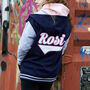 Personalised Hooded Swoosh Varsity Jacket, thumbnail 1 of 3