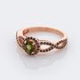 Round Cut Green Tourmaline 18k Rose Gold Plated Ring, thumbnail 1 of 3