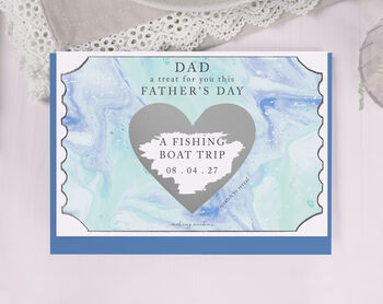 Personalised Father's Day Gift Scratch Voucher With Blue Marble Design, 3 of 3
