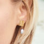 Erin Mismatched Gold Plated And Silver Pearl Earrings, thumbnail 1 of 4