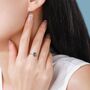 Sterling Silver Oval Cut Moss Agate Classic Stone Ring, thumbnail 2 of 12