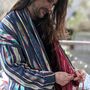 Men’s Striped Kimono Gown – Organic Cotton Luxury, thumbnail 1 of 12