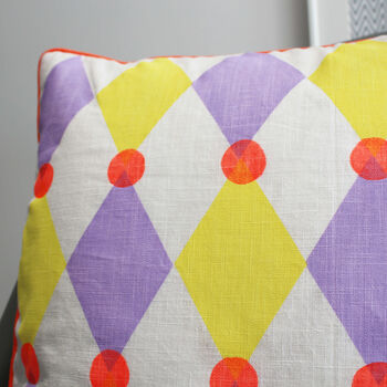 Bright Harlequin Screen Printed Cushion, 5 of 11