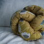 Mustard Or Blue Pattern Mini Squish Knot Cushion, thumbnail 4 of 7