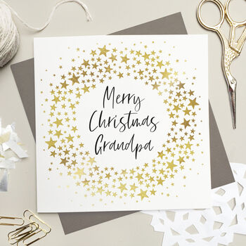 Grandparent Foiled Star Wreath Christmas Card, 2 of 6