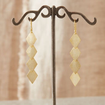 Matte Gold Diamond Drop Earrings, 18k Gold Silver, 3 of 8