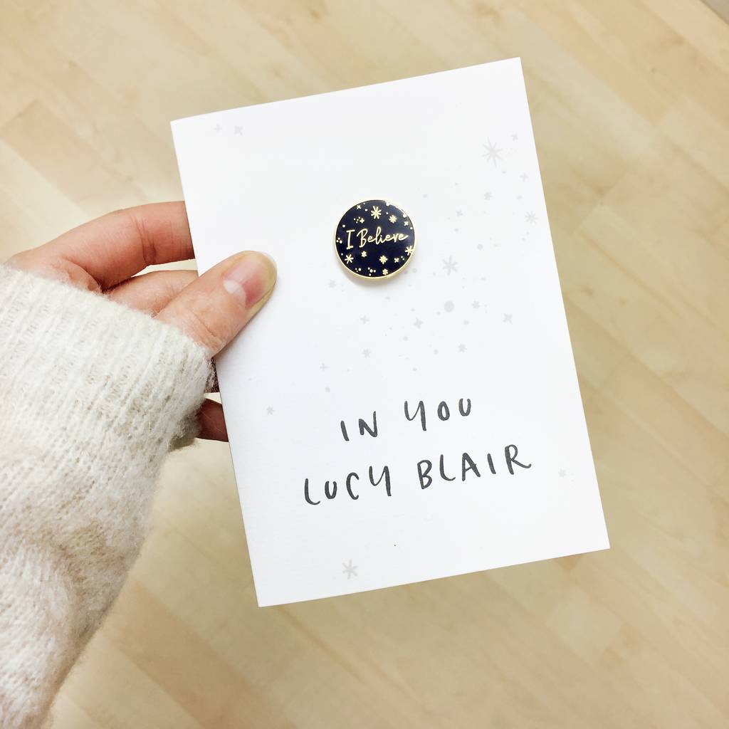 I Believe In You Personalised Enamel Pin Card, 1 of 6