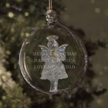 Personalised Glass Christmas Angel Bauble, 2 of 2