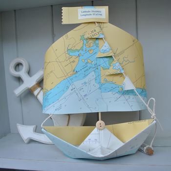 Nautical Map Paper Sail Boat Card Keepsake, 9 of 11