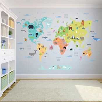 Educational Fun World Map Removable Wall Vinyl Sticker, 2 of 5