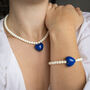 Cream And Blue Stripe Bead Necklace Set Of Two, thumbnail 4 of 5