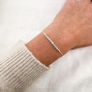 Aquamarine Silk Bracelet March Birthstone Jewellery, 2 of 5