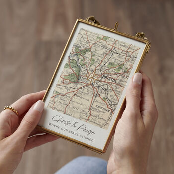 Personalised Vintage Map Picture With Hand Stitched Star, 2 of 6