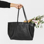 Black Leather Large Tote Handbag, thumbnail 2 of 11