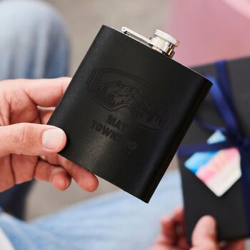 Personalised Leather Hip Flask With Goggle Design For Skiers And Snowboarders, 4 of 8