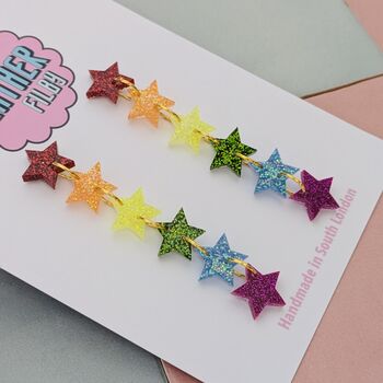 Pride Rainbow Star Glitter Earrings, 2 of 4